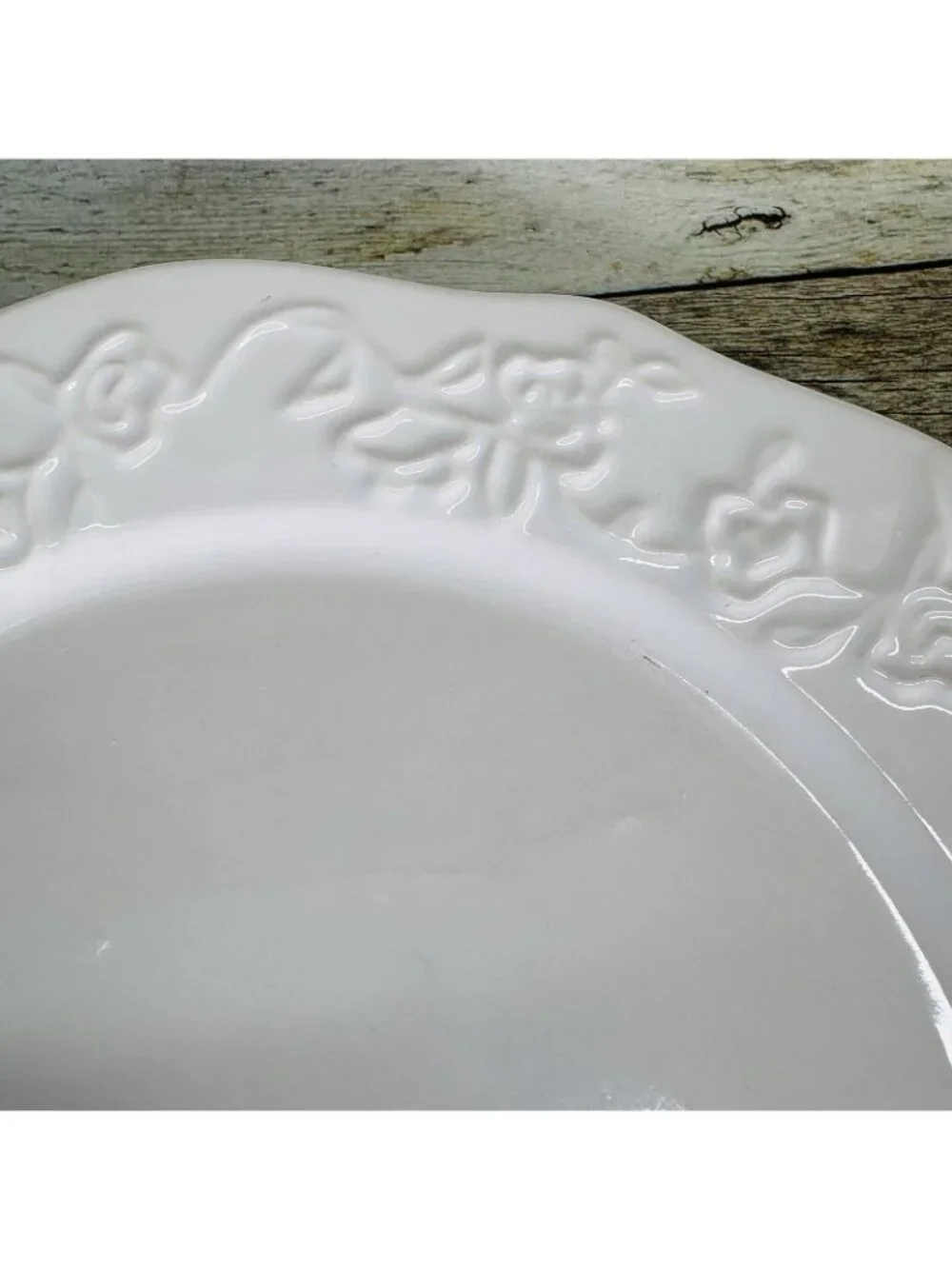 Better Homes And Gardens SUMMERDALE ROSE WHITE Stoneware Dinner Plates Set of 4